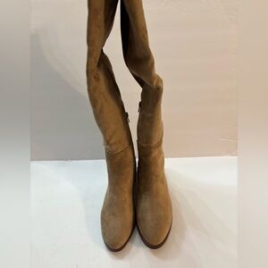 J Crew Factory Women Tan Brown Faux-Suede Flat Knee High Boots Size 7.5